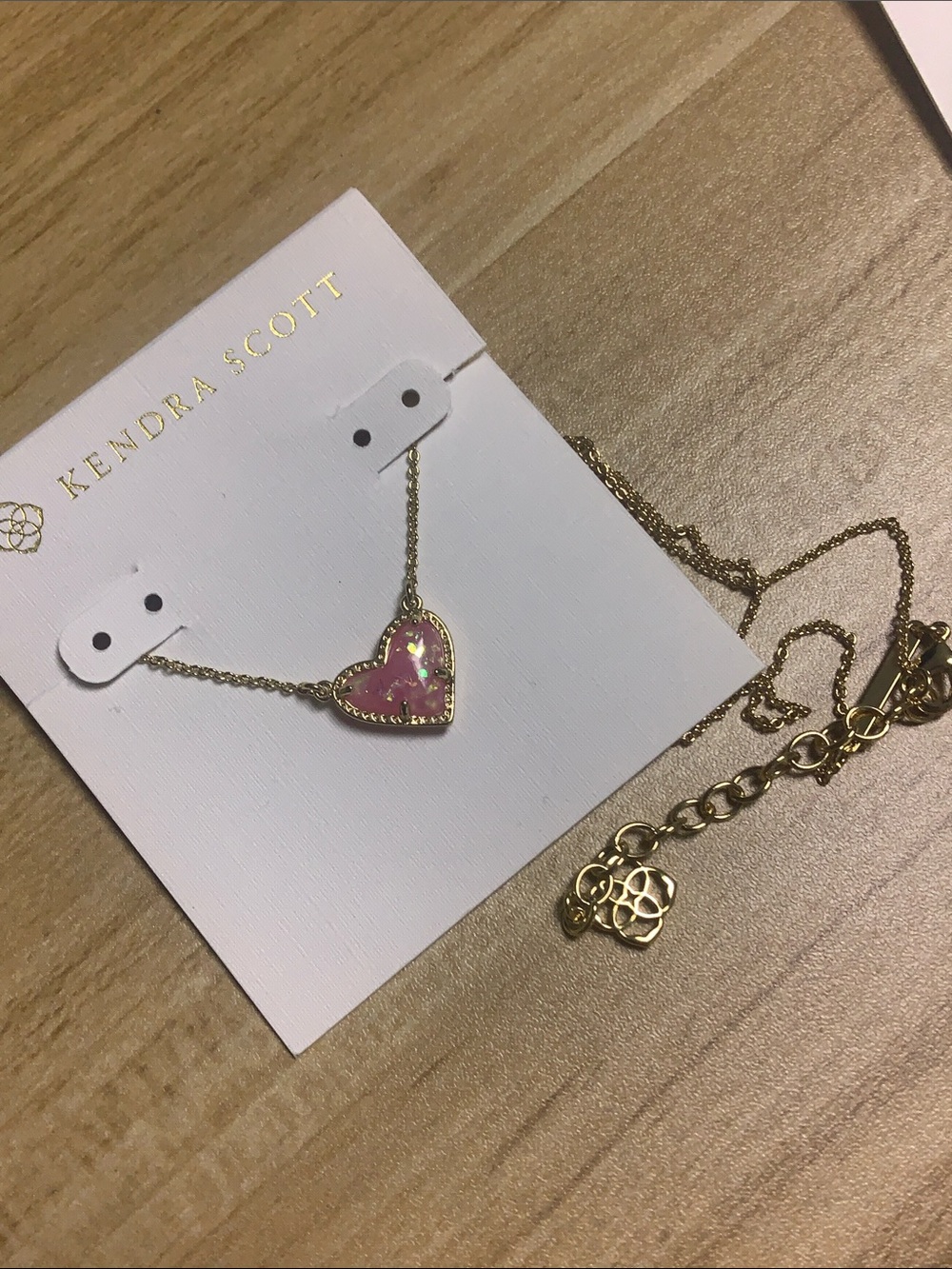 Kendra Scott Gold Heart Pendant Necklace with Pink Inlay